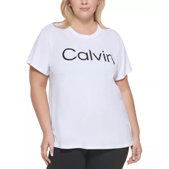 Calvin Klein Tops - Calvin Klein Performance Plus Size Logo Graphic T-Shirt-White 3X
